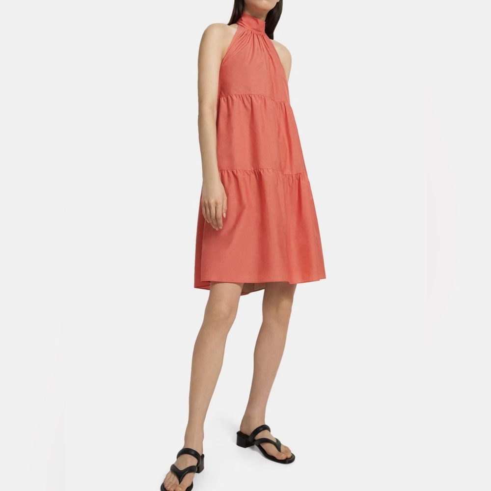 Theory Tiered Halter Mini Dress